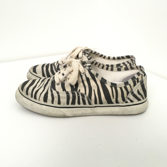 RE/DONE 70s Low Top Skate Canvas Zebra Print Sneakers Size EU 37 - Picture 5 of 9
